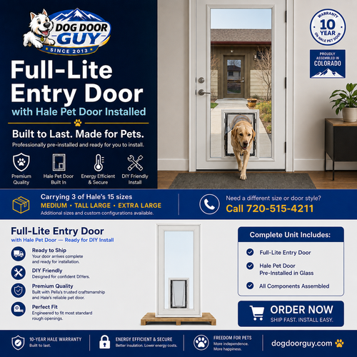 Full-Lite Entry Door with Hale Pet Door Pre-Installed by Dog Door Guy