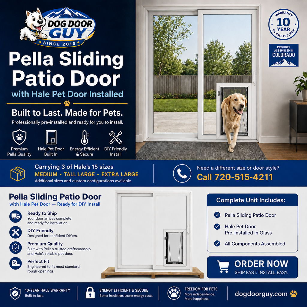 Pella Sliding Patio Door with Hale Pet Door Pre-Installed by Dog Door Guy